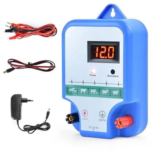YYYuYong Pastor Electrico con Pantalla LED 2J Pastor Electrico para Perros Impermeable Pastor Eléctrico para La Protección de Ganado, Mascotas aves de Corral, Pastos Domésticos, Jardines