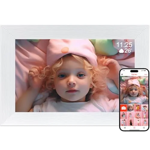 Golony Frameo - Marco de fotos digital con wifi, 10,1 pulgadas, pantalla táctil IPS de 1280 x 800, rotación automática de 32 GB, comparte fotos y vídeos con sonido instantáneo a través de la