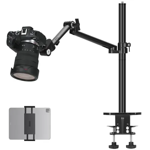 TARION Soporte Camara Mesa Brazo: Soporte para Camara de Escritorio Flexible Overhead Camera Mount Rig Soporte Fotografia con Brazo Articulado para Luz de Anillo Micrófono Video Titanrig(Lite Z)