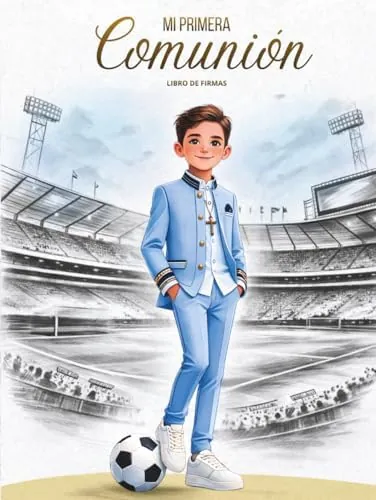 Libro de Firmas de Mi Primera Comunión: Edición especial para niños futboleros | Dedicatorias de invitados y álbum de fotos del día de la comunión
