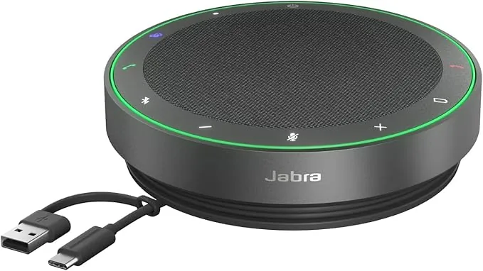 Jabra Speak2 75 Altavoz inalámbrico Bluetooth para el Trabajo, 4 micrófonos con cancelación de Ruido, Altavoces de 65 mm, Nueva función de conexión, USB-A y USB-C, Microsoft Teams, Gris Oscuro