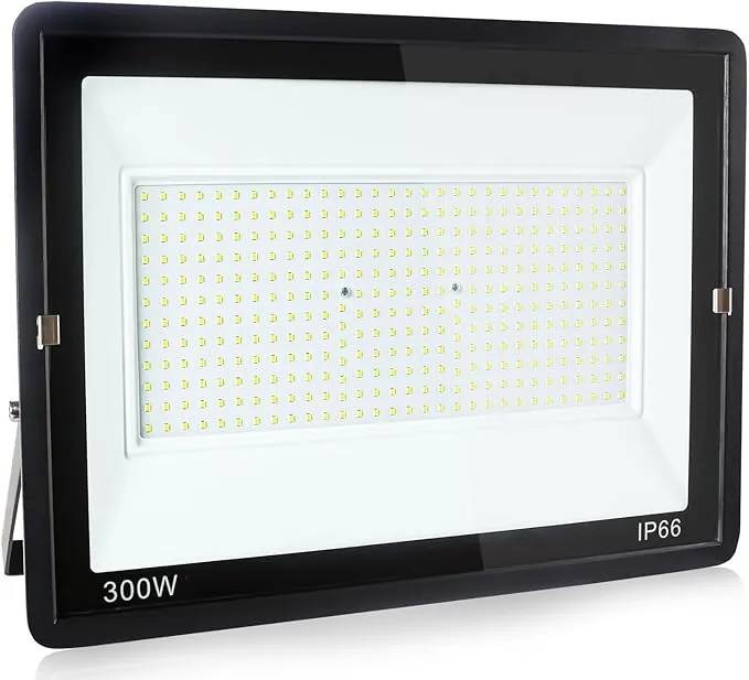 300W Focos LED Exterior Interior, 32400LM Súper Brillante Foco LED Exterior Interior, 6000K Luz Fría, IP66 Impermeable Luz Exterior para Jardín, Garaje, Campo de Deportes, 1 Piezas