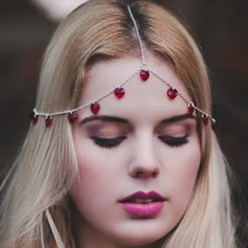 Wendalern Plata nupcial cabeza cadena corazón cristal boda diadema capas frente cadena tocados hojas cabeza banda gitana disfraz accesorios para el cabello para mujeres