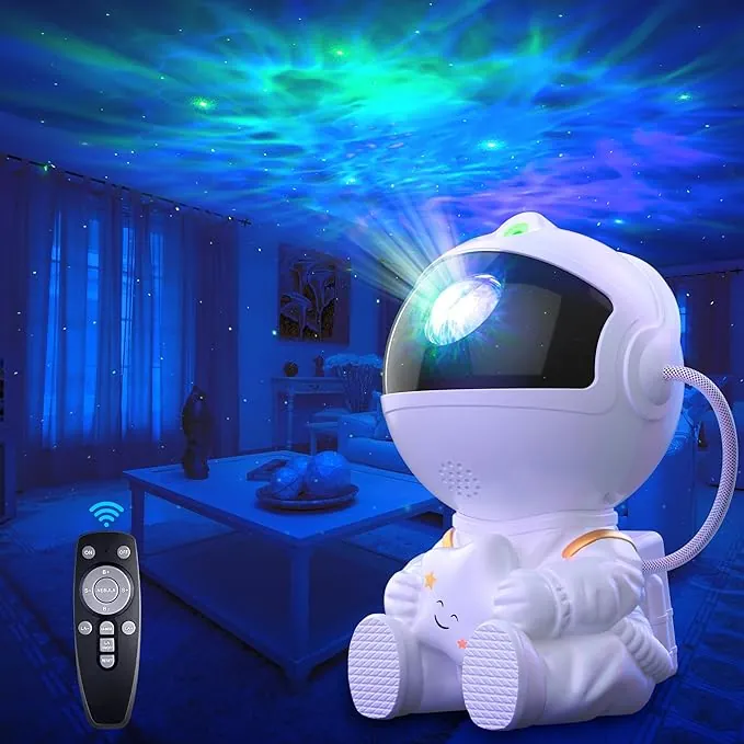 Macchiatto Proyector de cielo estrellado astronauta, proyector Galaxy LED con mando a distancia, 8 modos de nebular, rotación de 360°, lámpara para niños y adultos, dormitorio