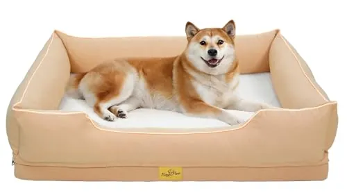 BingoPaw Cama Perro Ortopédica Grande Lavable 94x67x19cm Beige