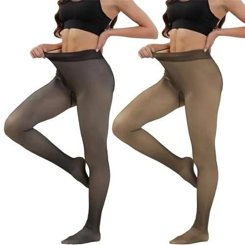 Merlvida Medias Térmicas Mujer con Interior de Forro Polar Medias Reductoras Mujer Transparentes Falsas Medias Térmicas Invierno Mallas Alto Cintura Leggings Pantimedias Leotardos Talla Grande S-3XL