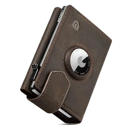 LORZOR® Cartera para Hombre Pequeño con Monedero & Protección RFID, Billetera de Piel Pop-up con Tarjetero, Capacidad para 10 Tarjetas con Cierre Magnético