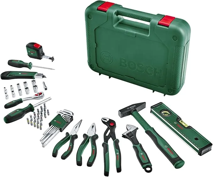 Bosch Home and Garden Juego de Herramientas de Mano Advanced, 52 Piezas, para Aficionados al Bricolaje, Larga Vida Útil, Materiales de Calidad, Características de Diseño Ergonómico