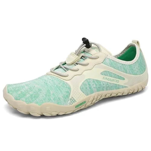 SAGUARO Mujer Barefoot Hombre Zapatillas Minimalistas Ligera Calzado Barefoot Cómodas Zapatos de Trail Running para Zero Drop Soles Azul Hielo,Gr.41