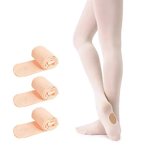 Soudittur Medias Convertibles de Ballet Danza Para Niñas y Mujer 90 DEN en Rosa 3 Pares, L (10 años-adulto, Altura: 140-165 cm)