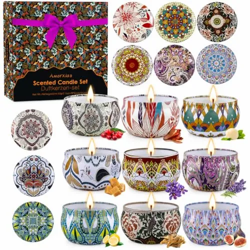 Velas Aromaticas Regalo para Mujer, 9 Pack Velas Aromaticas Perfumadas Decorativas,Cera de Soja Vela Naturales, 9 * 70g Vela Aromaterapia Regalo Juego para Cumpleaños,Fiesta,Navida,Amiga y Madre