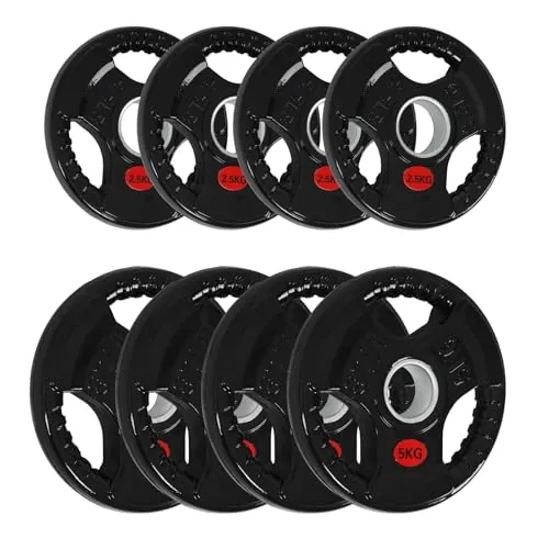 ALLinLIFE Discos Pesas, Ø30mm - Total 30 kg, Discos Mancuernas de Hierro Fundido, Antideslizante/Impermeable, Discos de Pesas Metálicas para Barras Olimpicos (Ø30mm-2.5kg*4 y 5kg*4)