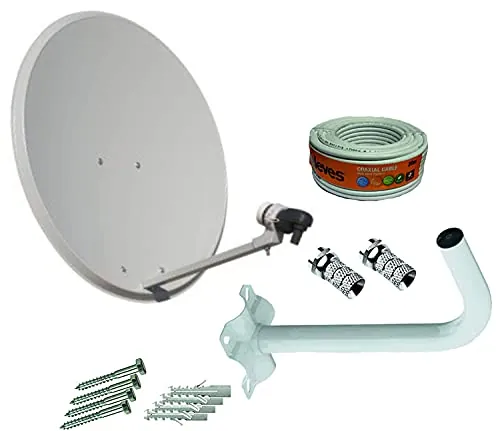 Kit Antena parabólica 60cm Tecnovoz + Soporte Pared + Rollo 20m TELEVES + LNB Universal
