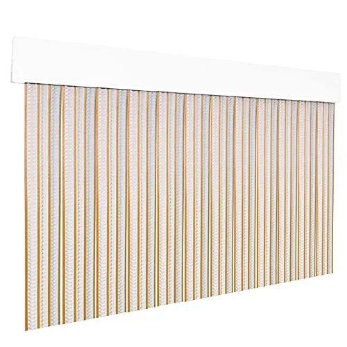 HOME MERCURY – Cortina Plana para Puerta Exterior o Interior, Material PVC – Libre de Insectos (210x120CM, Transparente+Filo Marron Claro P10)