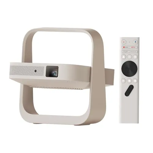 XGIMI Elfin Flip Plus Proyector Portátil, 500 Lúmenes ISO, Resolución 1080P, Google TV con Netflix Oficial, Soporte 150°, Altavoces Integrados de 2 x 3W, WiFi, Bluetooth, Adaptación a la Pantalla