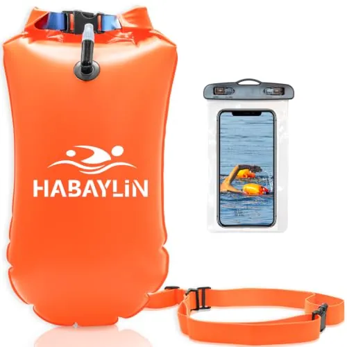 Habaylin Boya de Natación 20L, Inflable Boya Natacion Aguas Abiertas | para Adultos, Adecuado para Triatletas, Kayakistas, Entrenamiento Natación