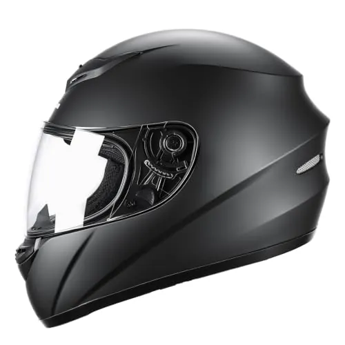 Casco integral moto, Casco de moto hombre para mujer y hombre，Negro：L | Cascos homologados ece 22.06, con Visera Transparente,