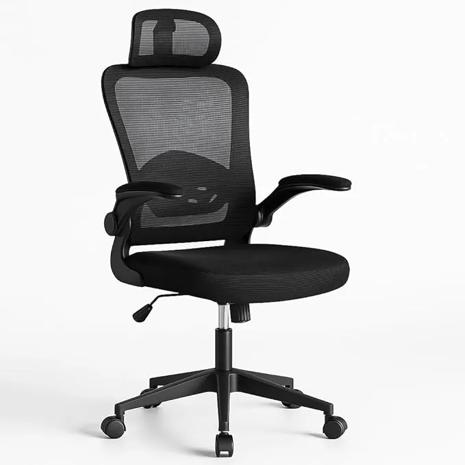 T-LOVENDO.ES Silla de Oficina Ergonómica, de Escritorio, Ejecutiva, Giratoria con Ruedas, de Juegos de Malla Transpirable, con Reposacabezas y Apoyabrazos Ajustable, Soporte Lumbar para Oficina, Casa