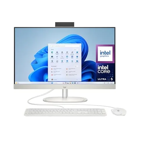 HP 27-cr2002ss - Ordenador de 27" Full HD con Cámara, Teclado y Ratón Inalámbricos (Intel Core Ultra 5 225U, 32GB RAM, 1TB SSD, Intel UHD Graphics, Windows 11) Blanco - Teclado QWERTY Español