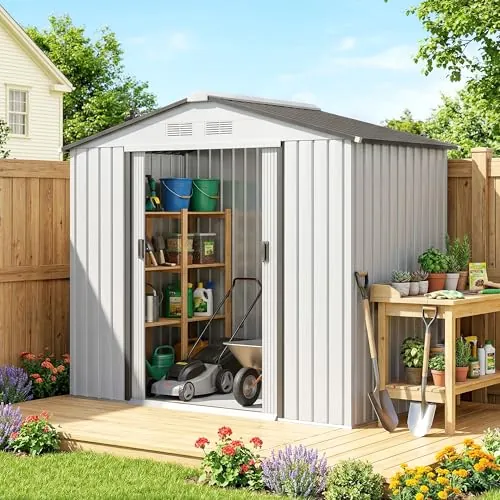 Outsunny Caseta de Jardín Exterior 2,5 m² 213x130x185 cm Blanco