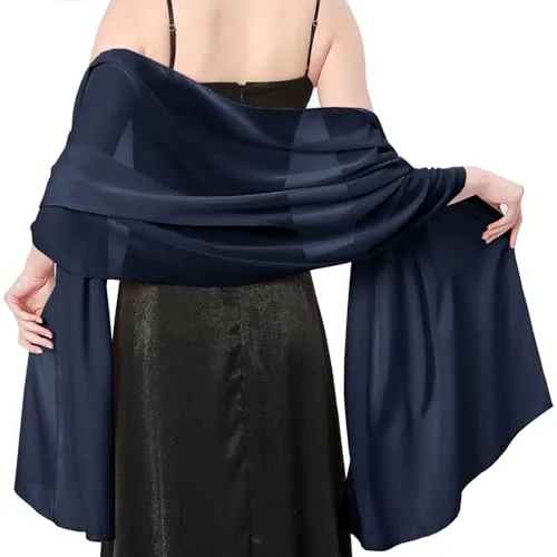 lifwimner Bufanda Mujer Chales y envolturas Pañuelo Seda Mantón Moda Chal Estolas Fular Boda Fiesta Chiffon Bufanda(Marina)