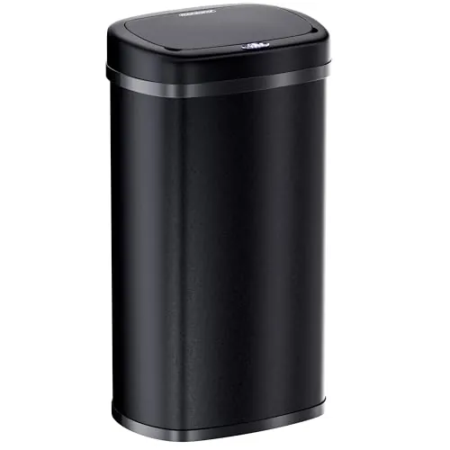 Monzana® Cubo de Basura Sensor Cocina 50L Acero Inoxidable Tapa Automática Extraíble Anillo Seguridad incl. Cable USB Indicador LED Casa Oficina Negro