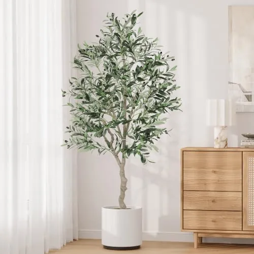 Dripex Olivo Artificial 180cm, Plantas Artificiales Realistas Grandes | Olivo artificial para interior y exterior con olivos, plantas artificiales para salón, balcón, oficina