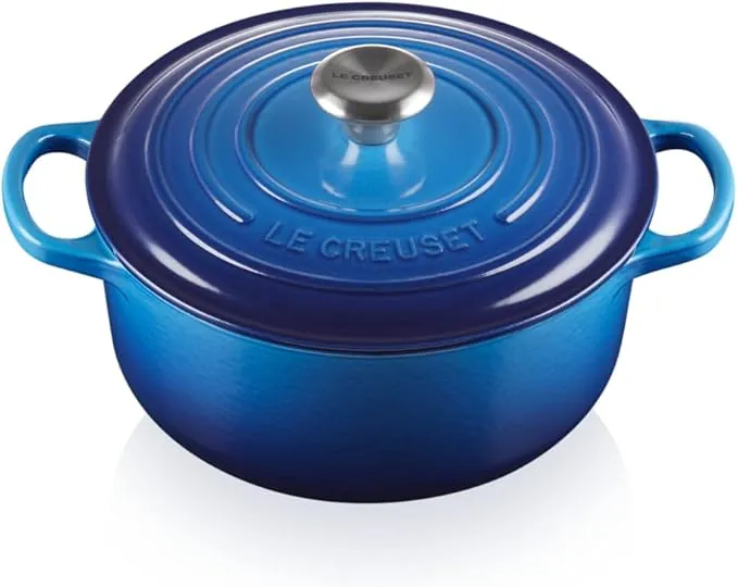 Le Creuset Cocotte redonda de hierro fundido, 22 cm, 3, 3 L, Todas Las Fuentes de Calor incluso inducción, Azure, 21177222202430
