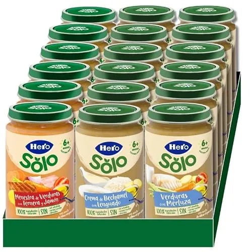 Hero Solo Caja Mixta Tarritos Carne y Pescado Desde 6 Meses, 18 x 235 g