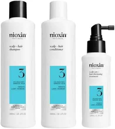 Nioxin Sistema 3 - Champú / Acondicionador / Tratamiento - Para Cabello Teñido y Dañado con Debilitamiento Leve