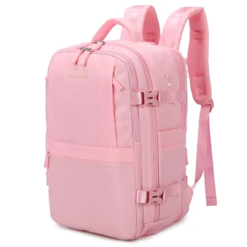 1990s Mochila de cabina para Ryanair 40x30x20cm | compartimiento de zapatillas | Mochila casual impermeable compatible con portátil 16 Pulgadas | Rosa