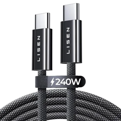 LISEN 240W Cable USB C Carga Rapida 2 Metros, PD3.0 Cable USB C a Tipo C