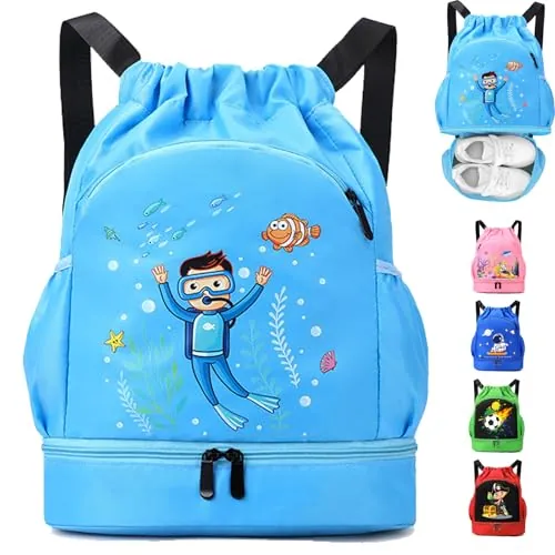 AUNGKWANG Bolso Playa Chico, Mochila Piscina, Impermeable Saco de Gimnasia, Adecuado Mochila Deporte Chico, Camping, Playa, Piscina