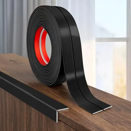 JSIWOTH Moldura Angular PVC Flexible 9,2M Autoadhesiva Negro 16mm