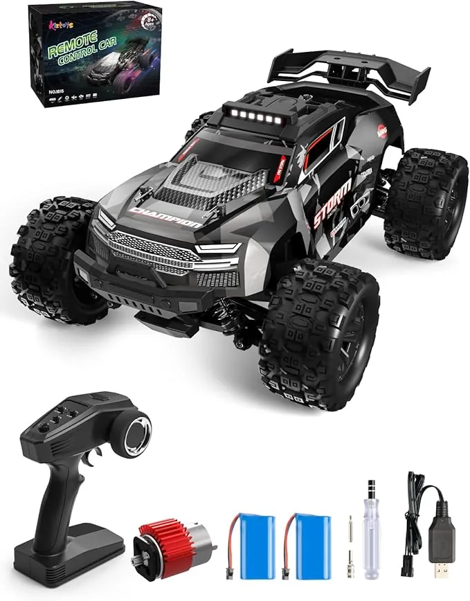 Kiztoys Coche Teledirigido - 2,4 GHz Coche RC Vehículo Todoterreno de Alta Velocidad 40 km/h Avec Lumières 1:18, 4WD Radiocontrol Buggy Crawler Controlados Juguete Regalo para Niños Adulto