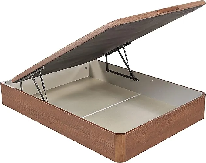 What The Sleep | Canapé Abatible de Madera Gran Capacidad | 135x190 | Montaje y Retirada Usado Incluido | Cerezo | 32 cm | Apto Todos Colchones | Esquinas Delanteras Redondeadas | Storage Bed