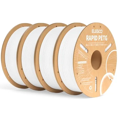 ELEGOO Filamento PETG Rápido 1.75 4KG Blanco, PETG de Alta Velocidad 30-600mm/s para Impresora 3D, Precisión Dimensional +/- 0.02mm, Carrete Filamento 3D, para Mayoría Impresoras 3D