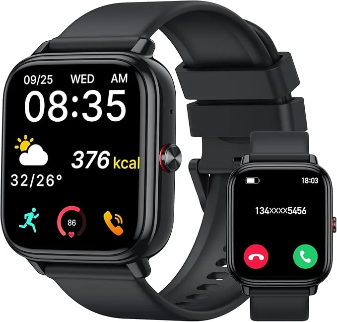 Reloj Inteligente Hombre Mujer, 1.83"HD Smartwatch con Llamadas Bluetooth, Batería de 1000mAh, Autonomía de 20 Días, Impermeable IP68, 110+ Deportivos Modos, Reloj Deportivo para Android iOS