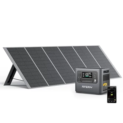 AFERIY Generador Solar de 2400W con Panel Solar 400W, Estación de Energía Portátil de 2048 Wh, Batería LiFePO4, 220 V-240V, Generador Solar Portatil para Camping, Hogar, Oficina