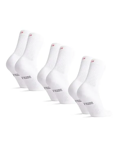 DANISH ENDURANCE Calcetines Deporte Tenis, 3 y 6 Pack Blanco 39-42