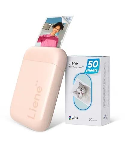 Liene Pearl K100 Impresora Foto Móvil, 2x3'' Impresora de Fotos Portátil con 50 Zink Papeles Fotográfico Autoadhesivo, Conexión Bluetooth 5.0, Compatible con iOS/Android, Mini Impresora (Rosa)