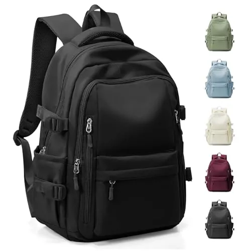 HYC00 Mochila Escolar para Adolescente Niña Mochilas Colegio Ligera Tipo Casual School Backpack Mochila Antirrobo Ordenador Portátil Trabajo Viaje Mochilas Universitaria Instituto Mujer Chica,Negro