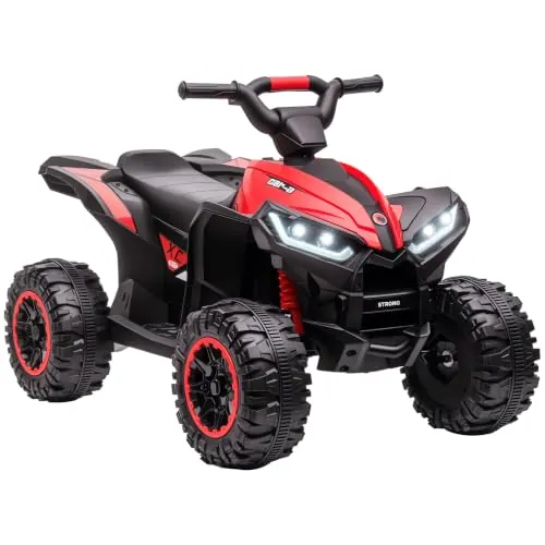 HOMCOM Quad Eléctrico para Niños 12V de 3-5 Años 2 Motores 3-6km/h Rojo