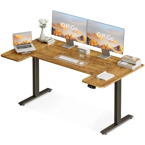 OffiGo Mesa Elevable Escritorio con Memoria, 160×70 cm, Marrón