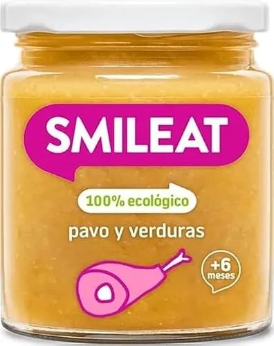 Smileat - Tarrito infantil de Pavo y Verduras - para Peques +6 Meses - Sin Azúcar ni Sal Añadido - Materia Prima de Calidad. Textura Suave y Fácil de Comer - 230g