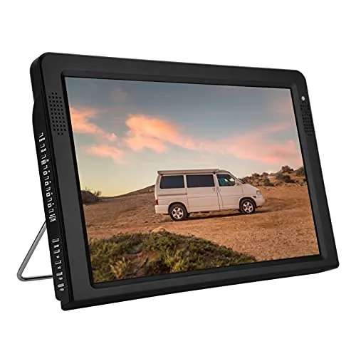 TV Portátil, 12.1'' DVB Recargable Mini Digital TV Reproductor de Televisión, 1080P HD Reproductor de Televisión con Batería para Dormitorios, Caravanas y Uso en Exteriores