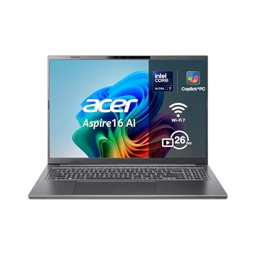 Acer Aspire 16 AI Copilot+ PC, Portátil 16", Core Ultra 7, 32GB RAM, 512GB SSD