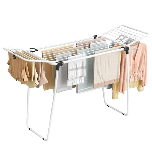 SONGMICS Tendedero Plegables, con Alas de Metal, 158 x 53 x 93 cm