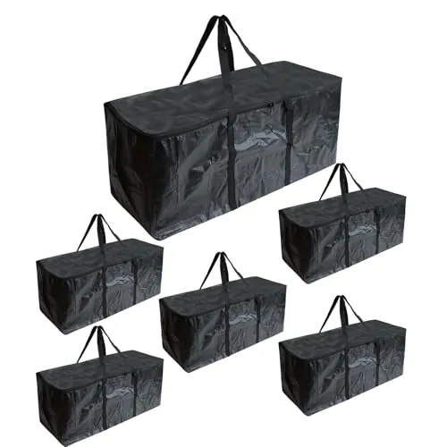 Raweao 85L Bolsas Mudanza Fuertes para Ropa, 6 piezas Bolsa Almacenamiento Impermeable Grande Resistente con Cremalleras para Edredones, Duradera y Reutilizable para El Hogar (Negro)