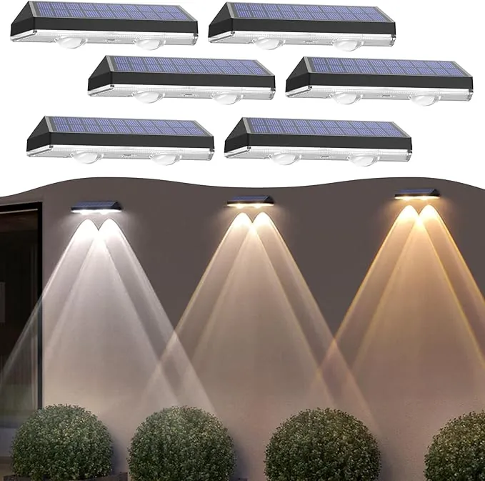 Liyade luces solares para exteriores, 6PCS Luz Solar Exterior impermeables, 1200mAh, 3200K, blanca cálida, lámparas solares para exteriores, valla, terraza, pared, jardín